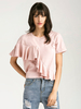 Casual Flouncing Short Sleeve O-neck T-shirt For Women