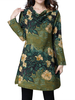 Casual Flower Printed Heap Collar Long Sleeve Mini Dress For Women