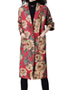 Casual Flower Printed Long Sleeve Lapel Button Long Jacket For Women