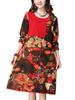 Casual Flower Printed Patchwork Pocket Dress For Women