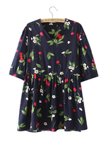Casual Flower Printed V-Neck Half Sleeve Dress For Women