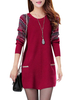 Casual Geometric Patchwork O-Neck Long Sleeve Pocket Sweater For Women