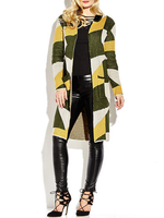 Casual Geometric Pattern Pocket Long Knitted Cardigan