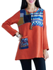 Casual Geometric Patterns Printed Patchwork Pocket Tops For Women