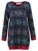 Casual Geometry Printed Patchwork Long Sleeve Dress For Women