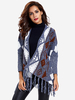 Casual Geometry Printed Tassel Knit Loose Shawl Women Cardigan