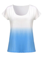 Casual Gradient Color O-Neck Short Sleeve T-Shirt For Women