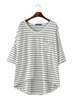 Casual Half Sleeve V Neck Striped Shirt For Women