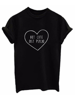 Casual Heart Letter Print Short Sleeve O-neck Women T-shirt