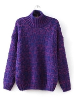 Casual High Collar Long Sleeve Loose Pullover Sweater