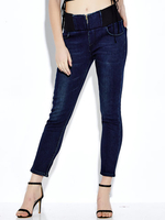 Casual High Waist Thick Slim Elastic Jeans Trousers For Women