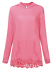 Casual Hooded Lace Patchwork Pure Color Sweatshirt For Women