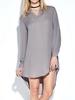 Casual Irregular Hem V-neck Long Sleeve Women Mini Dress