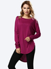 Casual Irregular Pure Color Long Sleeve O-neck Women T-shirt
