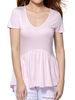 Casual Irregular Solid Color Short Sleeve V-neck T-shirt For Women