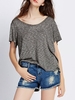 Casual Knitting Irregular Short Sleeve V-neck T-shirt For Women