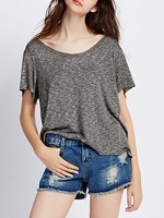 Casual Knitting Irregular Short Sleeve V-neck T-shirt For Women