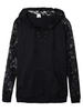 Casual Lace Patchwork Lace Up Long Sleeve Hooded Sweatshirt
