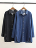 Casual Lapel Long Sleeve Split Hem Denim Shirt For Women