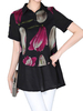 Casual Lapel Short Sleeves Printed Chiffon Tops
