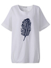 Casual Leaf Printing Round Neck Short Sleeve T-Shirt For Women