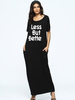 Casual Letter Print Short Sleeve O-neck Maxi Dress For Women