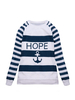 Casual Long Sleeve Anchor Stripe O-Neck Loose T-shirt