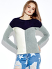Casual Long Sleeve Color Block Patchwork Pullover Sweater