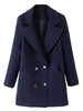 Casual Long Sleeve Lapel Double Breasted Woolen Coat