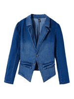 Casual Long Sleeve Lapel Long Sleeve Slim Denim Jacket