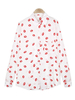 Casual Long Sleeve Lips Printed Chiffon V-Neck Blouse