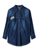Casual Long Sleeve Plus Size Denim V-Neck Jacket