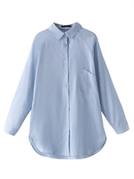 Casual Long Sleeve Pure Color Loose Irregular Blouse