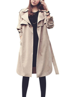 Casual Long Sleeve Trench Lapel Turn Down Collar Windbreaker Coat