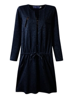 Casual Long Sleeve Zipper Elastic Waist Dress