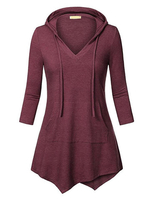 Casual Loose Big Pockets Asymmetrical Women Hoodies