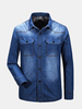 Casual Loose Cotton Cashmere Thick Denim Shirt Plus Size Long Sleeve Dress Shirt For Men