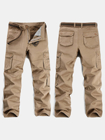 Casual Loose Cotton Multi-Pocket Plus Size Long Cargo Pants For Men