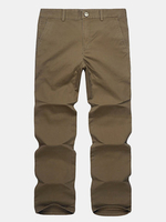 Casual Loose Cotton Solid Color Long Pants Straight Leg Mid-Rise Pants For Men