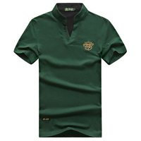 Casual Loose Cotton Solid Color Polo Shirt Plus Size Short Sleeve V-Neck T-Shirt For Men