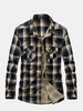 Casual Loose Fit Cotton Turn-Down Collar Long Sleeve Plaid Dress Shirt For Men