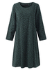 Casual Loose Floral O-Neck Long Sleeve Women Dresses