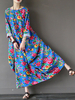 Casual Loose Floral Printed O-Neck Long Sleeve Women Dresses
