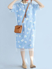 Casual Loose Floral Printed O-Neck Short Sleeve Two Layer Women Dresses