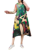 Casual Loose Flower Printed O-Neck Long Sleeve Women Dresses