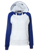 Casual Loose Hooded Drawstring Contrast Color Pullover Sweatshirt For Women