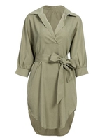 Casual Loose Irregular Lapel Long Sleeve Women Shirt Dress