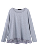 Casual Loose Lace Crochet Patchwork Round Neck Solid Blouse For Women