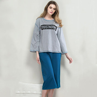Casual Loose Long Sleeve Sleepwear Sets Cotton Pajamas For Women
