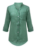 Casual Loose Long Sleeve V Neck Pocket Linen Women Blouse